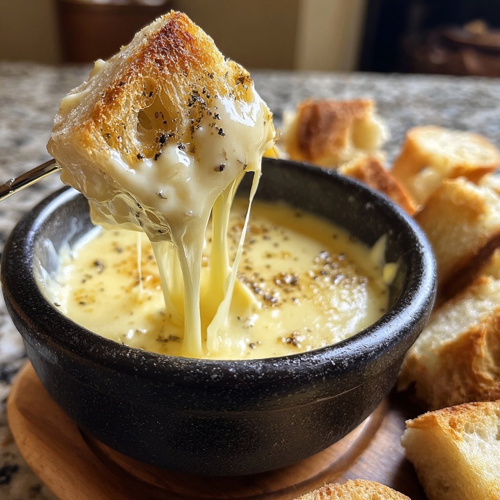 Fondue with Swiss Cheese and White Pepper