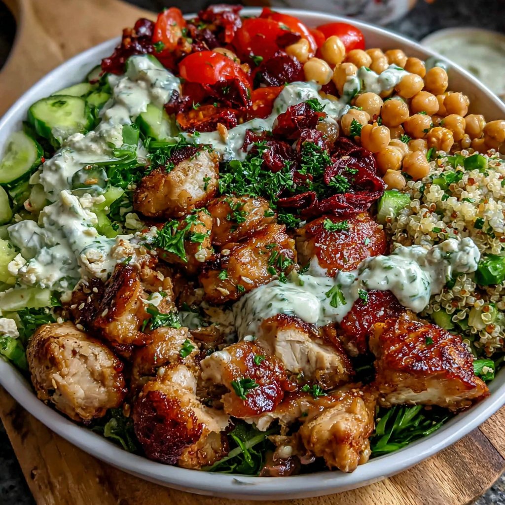 Mediterranean Chickpea Chicken Bowl