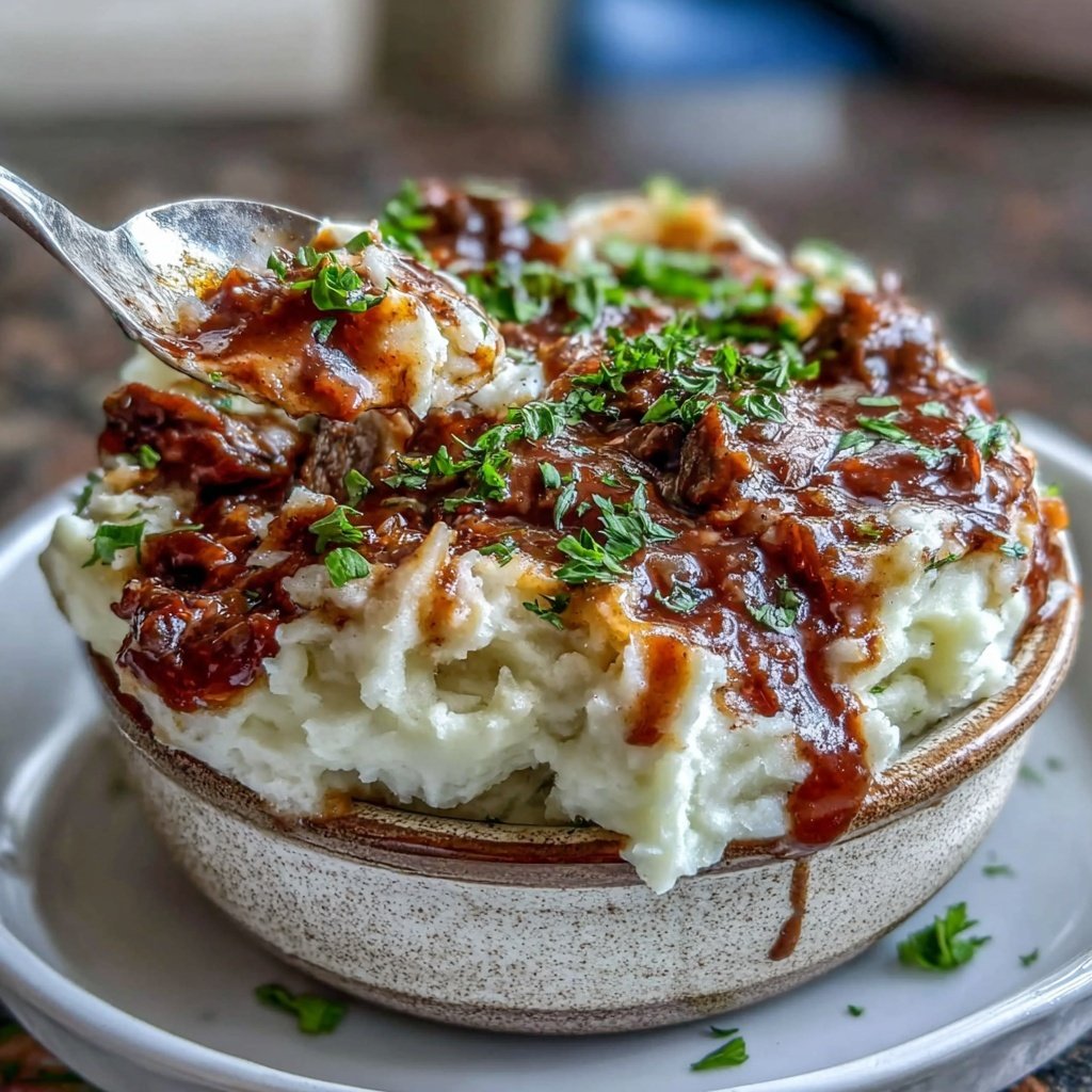 Mashed Potatoes With Creamy Beef Gravy