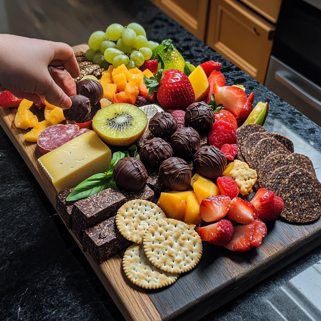 Valentines Charcuterie Board with Chocolate Truffles