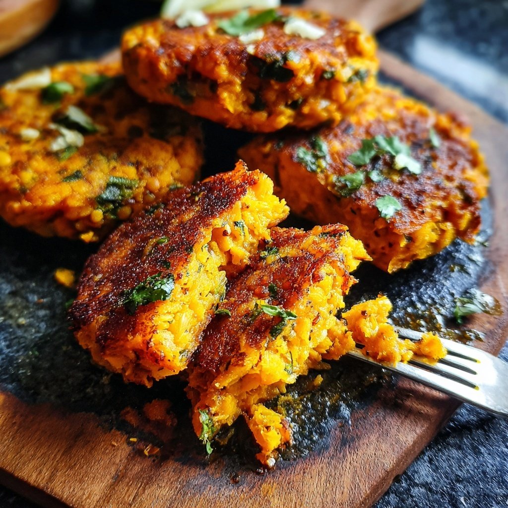 Baked Sweet Potato and Lentil Patties