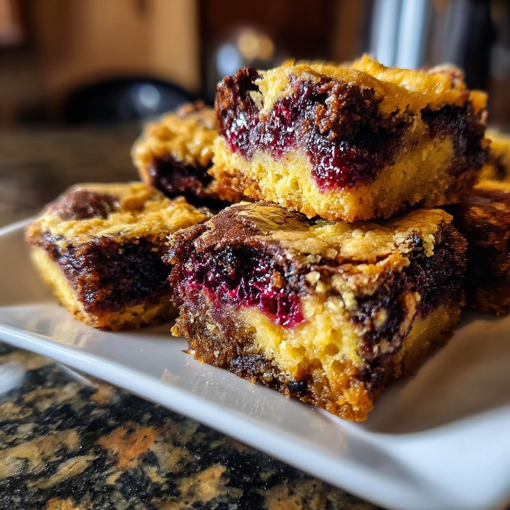 Cottage Cheese Brownies with Blackberry Swirl