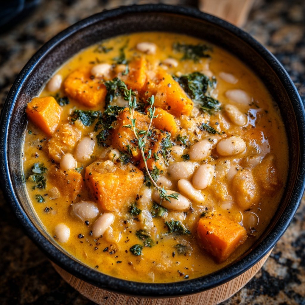 Healthy Crockpot Sweet Potato White Bean Stew