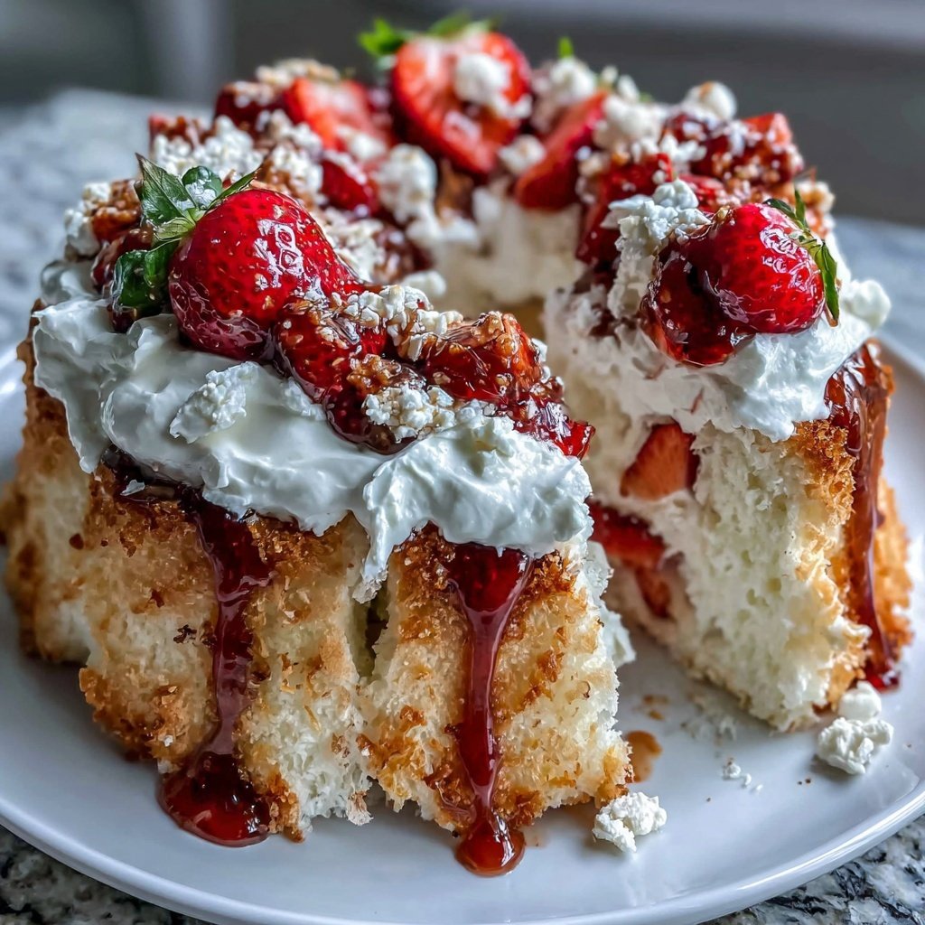Strawberry Angel Food Cake Dessert With Berries