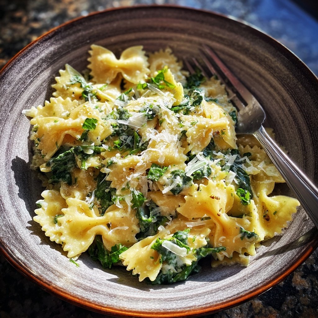 Creamy Bow Tie Pasta With Spinach And Parmesan