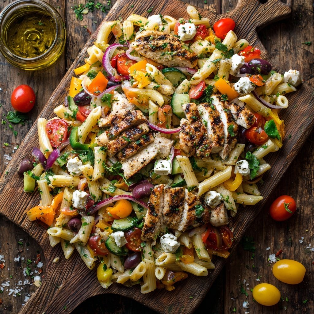 Mediterranean Chicken Pasta Salad