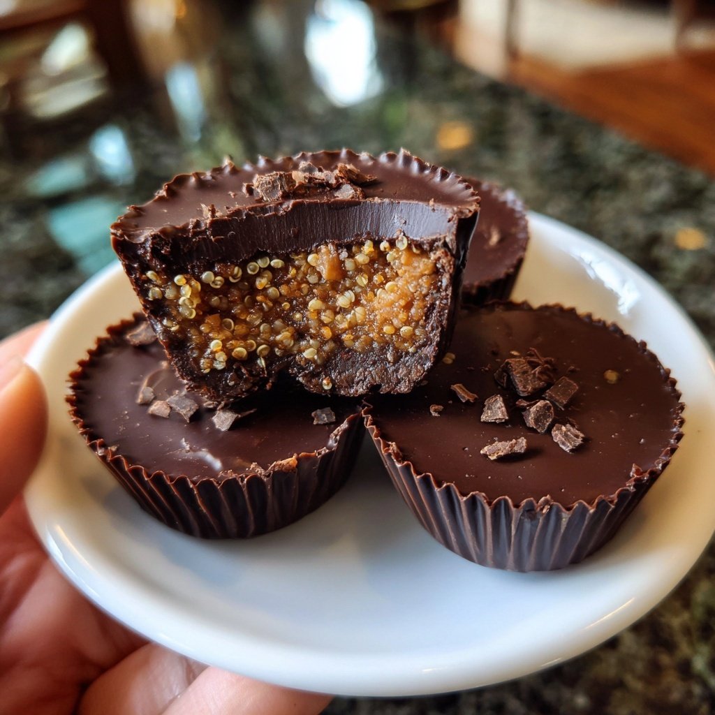 Homemade Peanut Butter Cups with Crunchy Quinoa