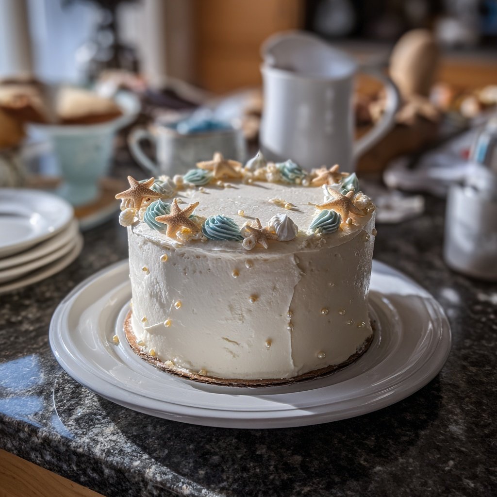 Minimal White Pisces Birthday Cake