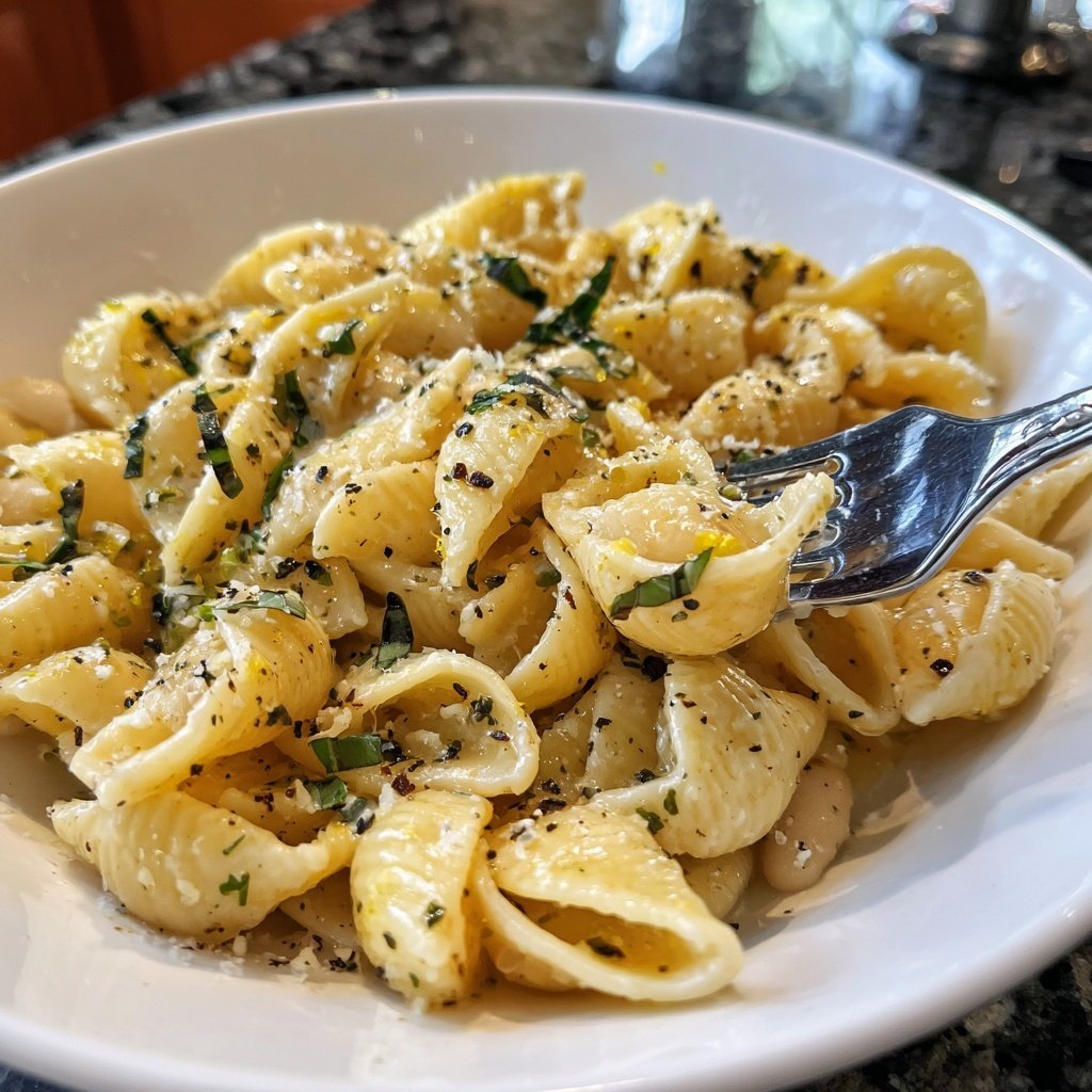 Creamy Lemon White Bean Pasta Bowl
